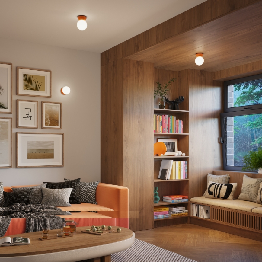 Badkamerplafondlamp ZORI 1xG9/8W/230V Ø 12 cm IP44 oranje