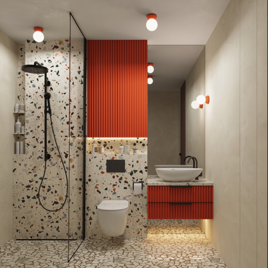 Plafonnier de salle de bains ZORI 1xG9/8W/230V Ø 12 cm IP44 rose