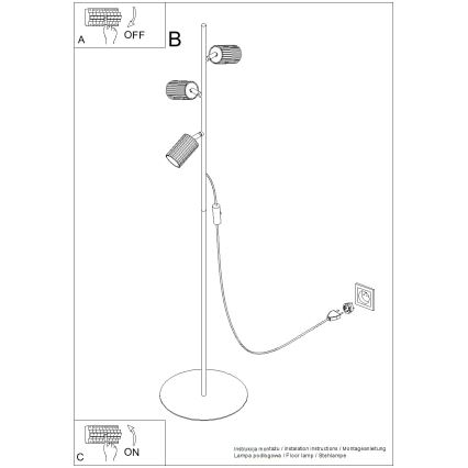 Witte vloerlamp KARBON 3xGU10/10W/230V