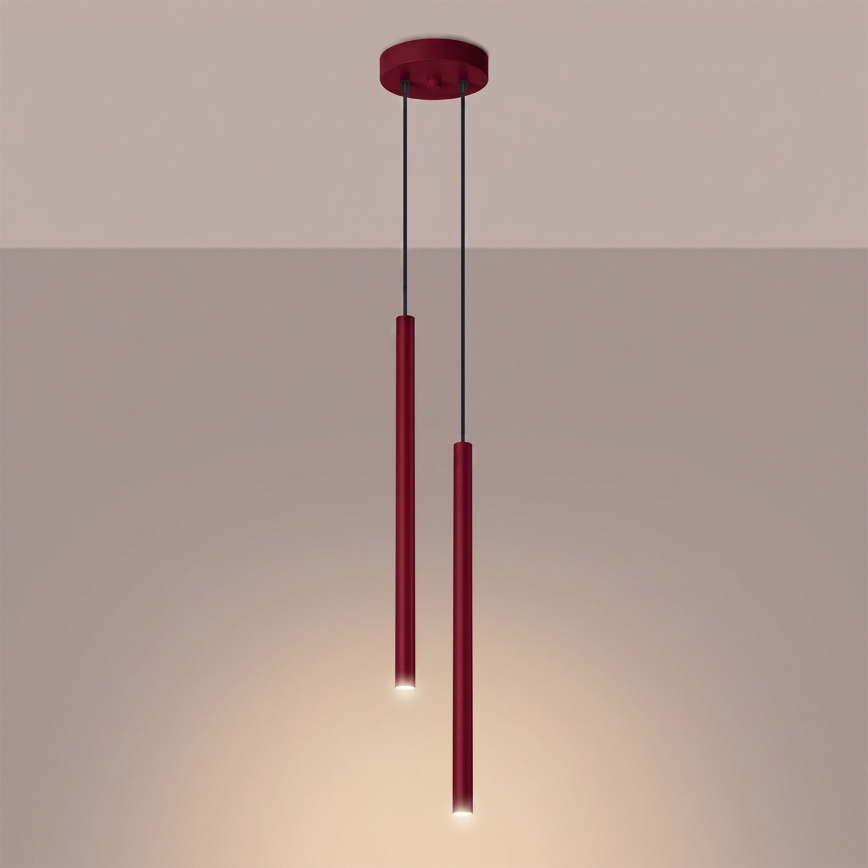 Pendellamp met kabel PASTELO 2xG9/8W/230V rood