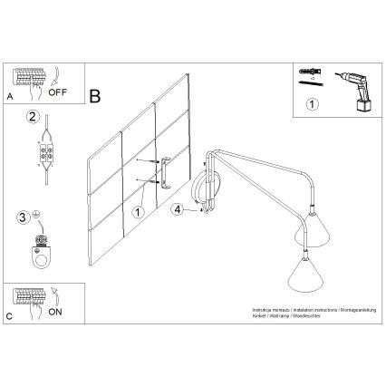 Wandlamp NOX 2xE14/10W/230V crèmekleurig