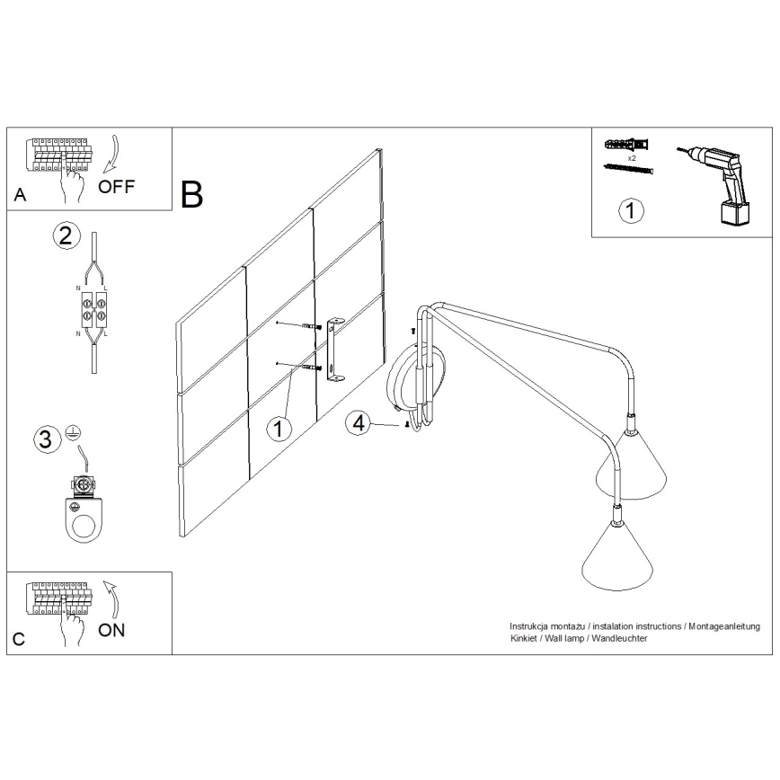 Wandlamp NOX 2xE14/10W/230V crèmekleurig