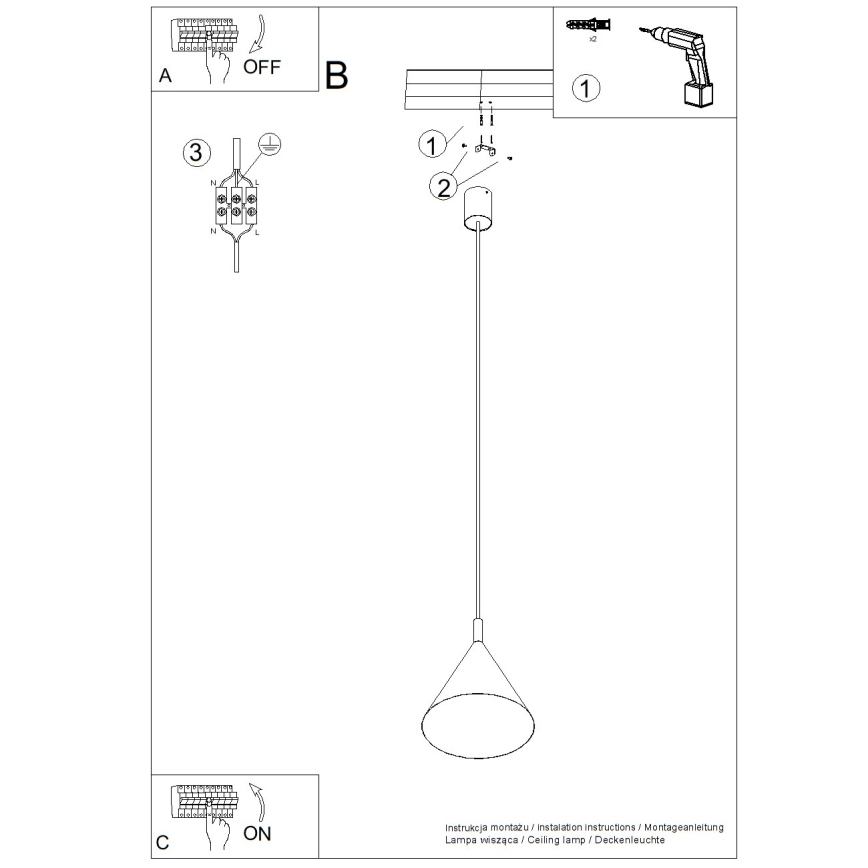 Suspension à câble NOX 1xE27/15W/230V crème