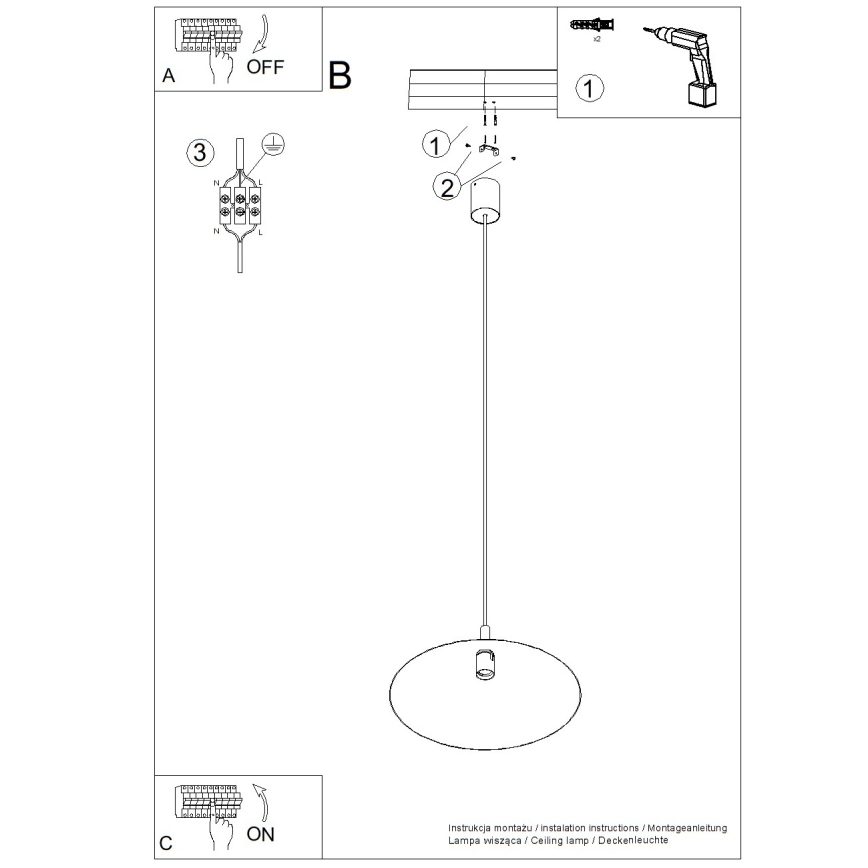 Suspension sur câble NOX 1xE27/15W/230V, crème