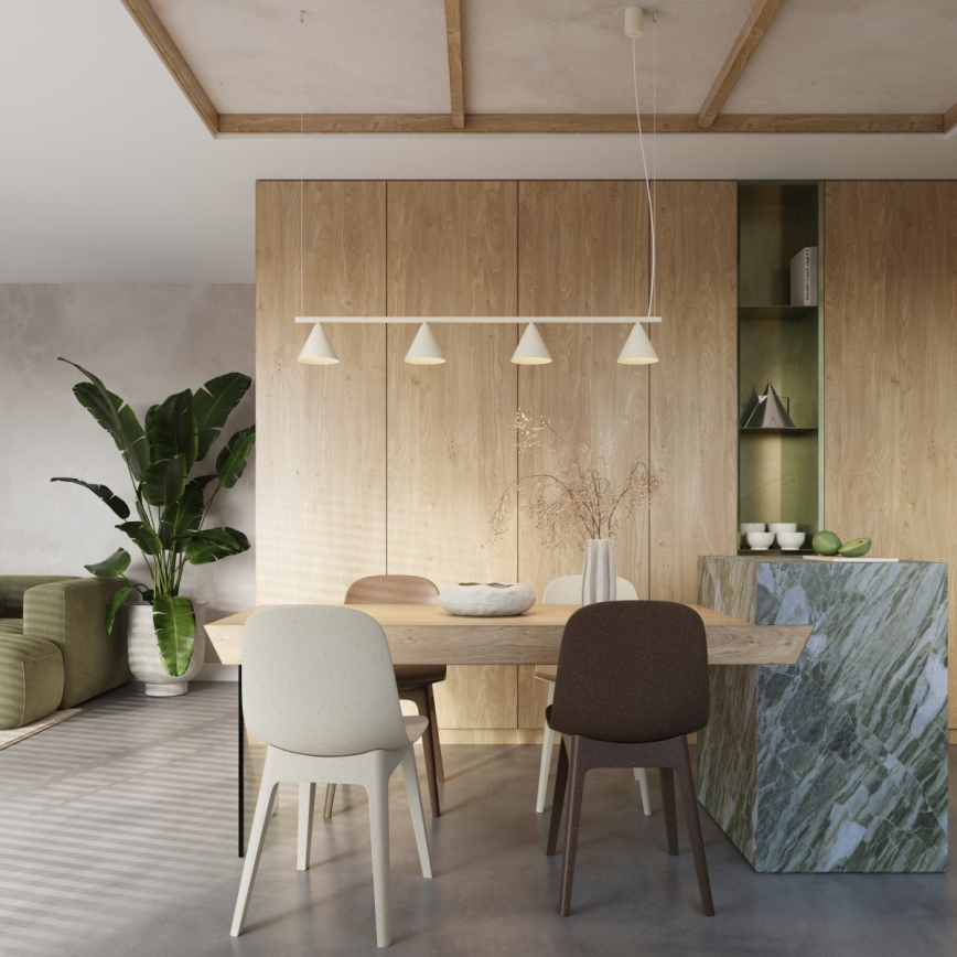 Pendellamp met kabel NOX 4xE14/10W/230V crème