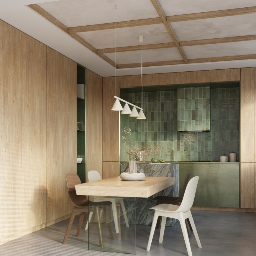Pendellamp met kabel NOX 4xE14/10W/230V crème