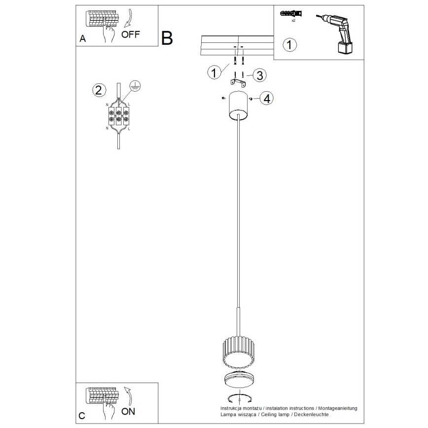 Hanglamp met kabel AURA 1xGX53/10W/230V wit