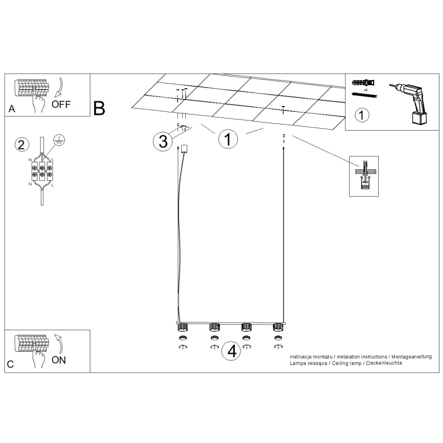 Hanglamp aan kabel AURA 4xGX53/10W/230V wit