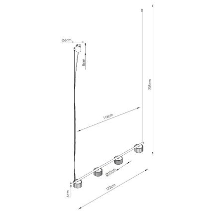 Suspension sur câble AURA 4xGX53/10W/230V blanche