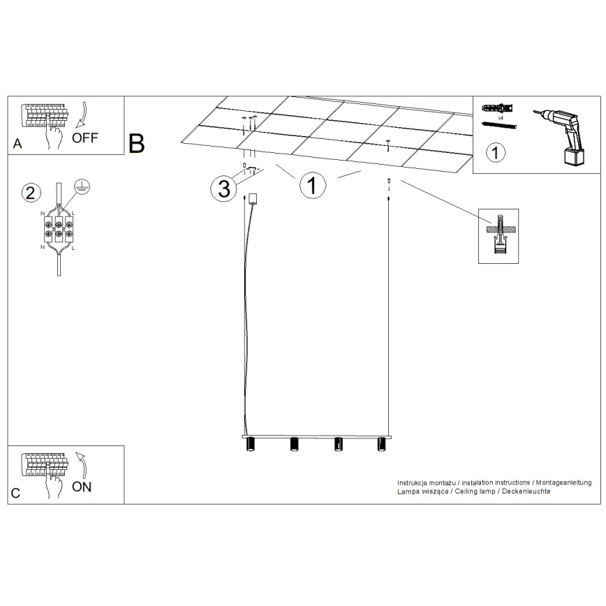 Hanglamp aan kabel KARBON 4xGU10/10W/230V wit