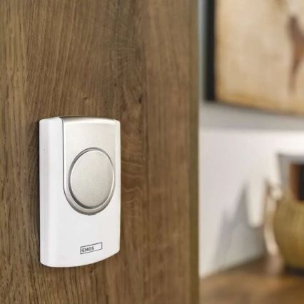Sonnette sans fil 3xAA/1xCR2032 IP44 blanc/argent