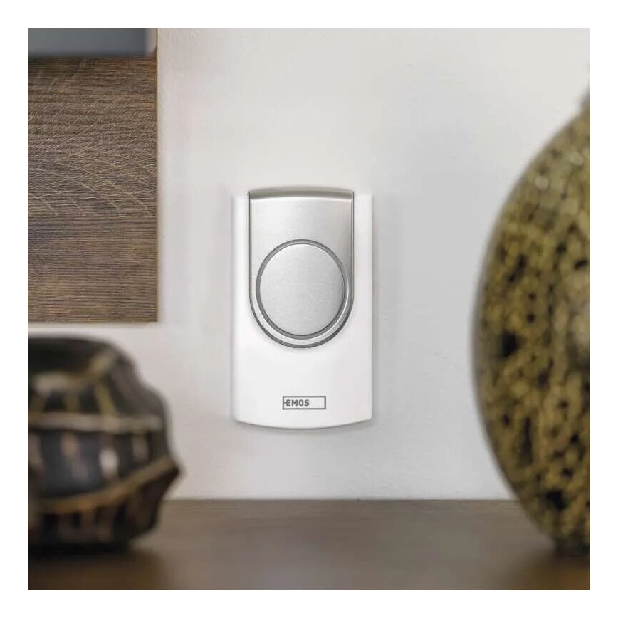 Sonnette sans fil 3xAA/1xCR2032 IP44 blanc/argent