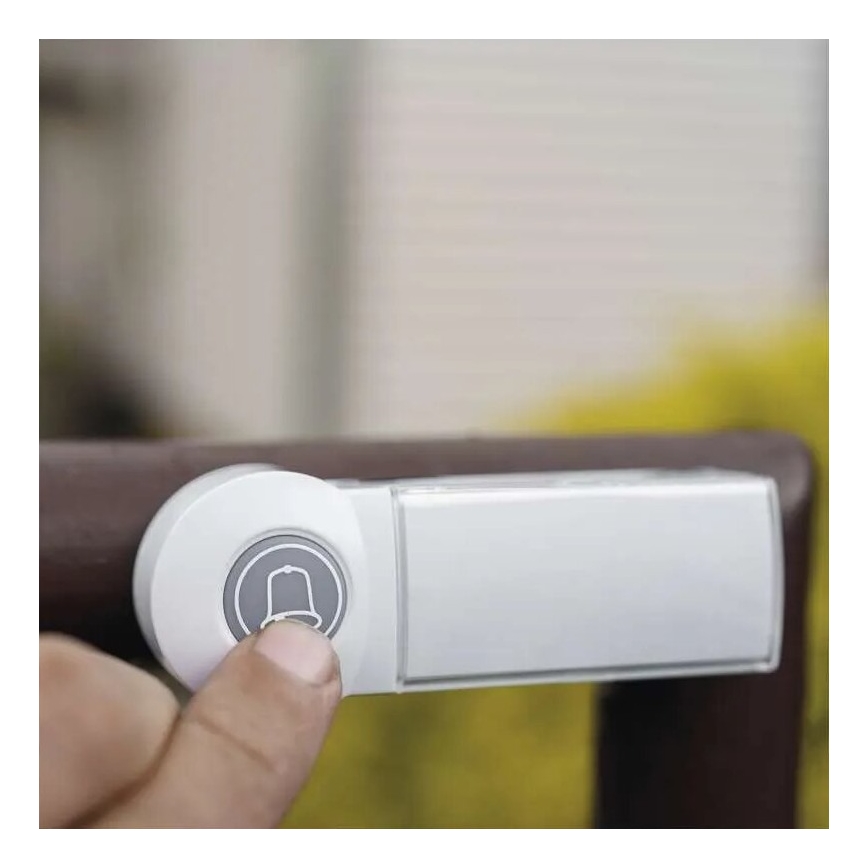 Sonnette sans fil 3xAA/1xCR2032 IP44 blanc/argent