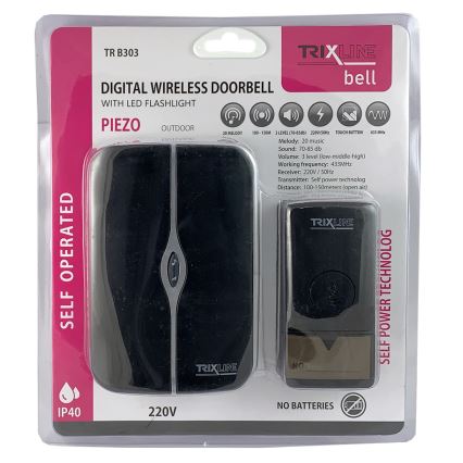 Sonnette sans fil à brancher PIEZO BELL 230V + 1x23A IP40 noir