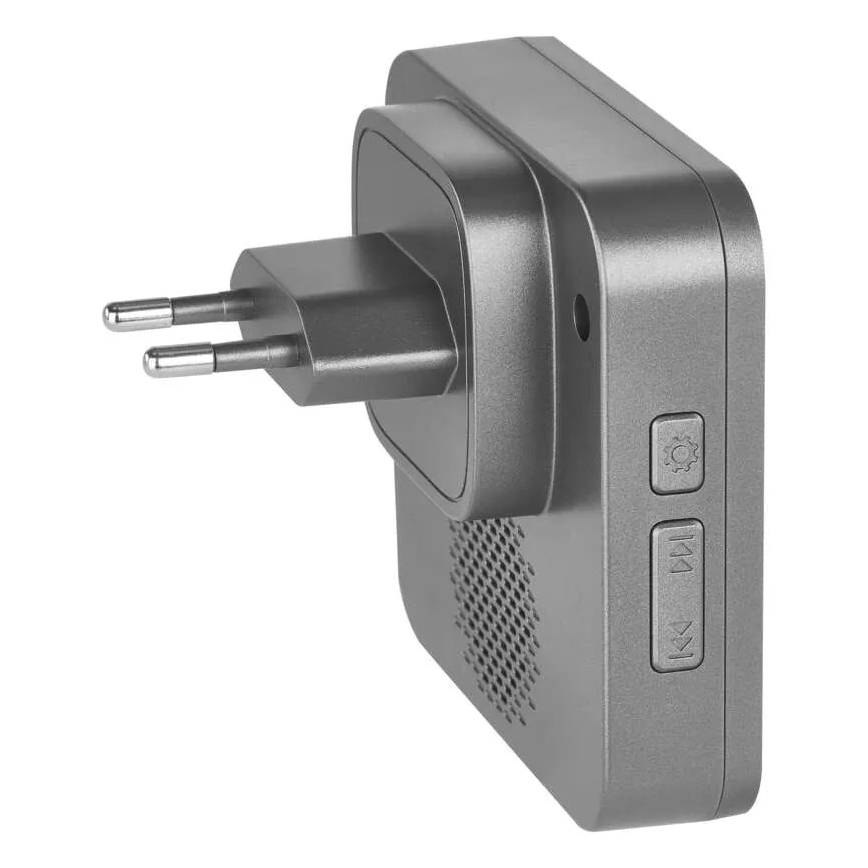 Sonnette sans fil à brancher sur prise GoSmart 230V + 1xCR2032 gris Wi-Fi