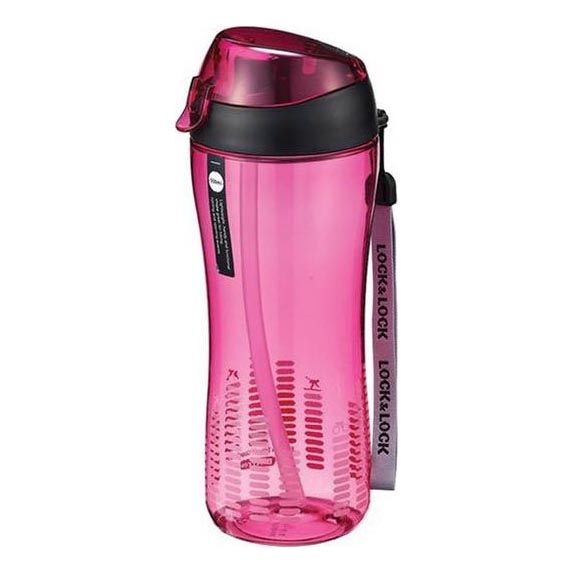Sportfles met rietje 550 ml roze