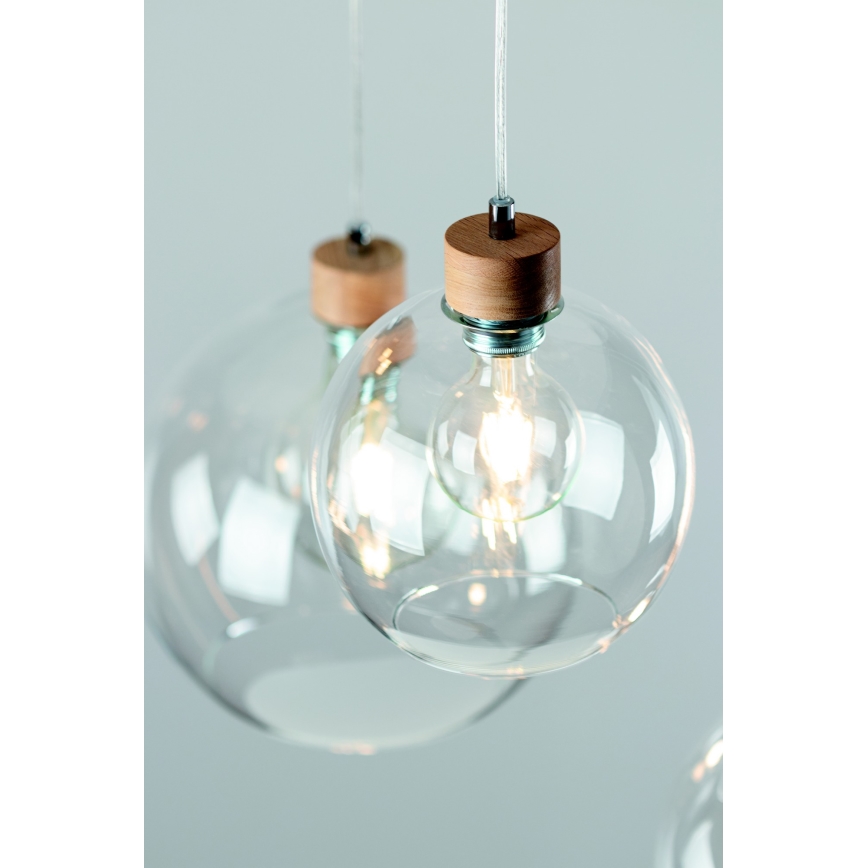 Hanglamp aan een koord LAGUNA 1xE27/60W/230V eiken - FSC-gecertificeerd