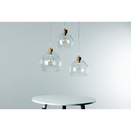 Hanglamp aan een koord LAGUNA 1xE27/60W/230V eiken - FSC-gecertificeerd