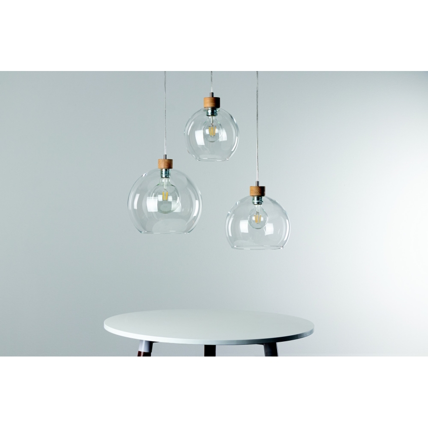 Hanglamp aan een koord LAGUNA 1xE27/60W/230V eiken - FSC-gecertificeerd