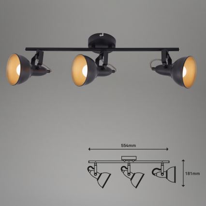 Spot 3xE14/40W/230V noir