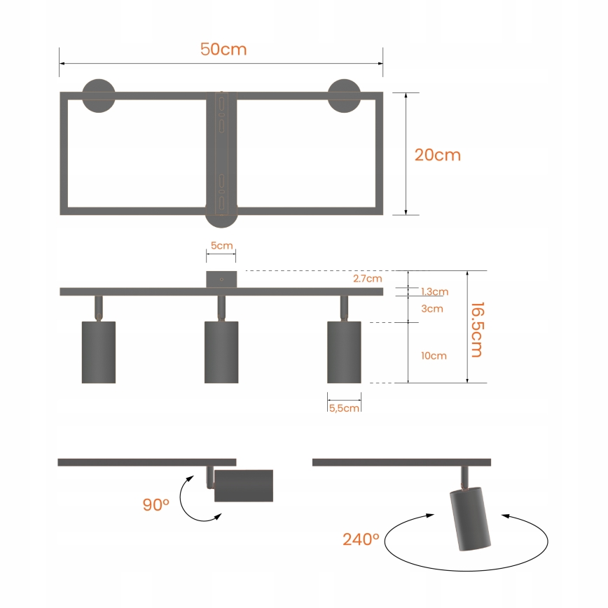 Spot 3xGU10/30W/230V blanc