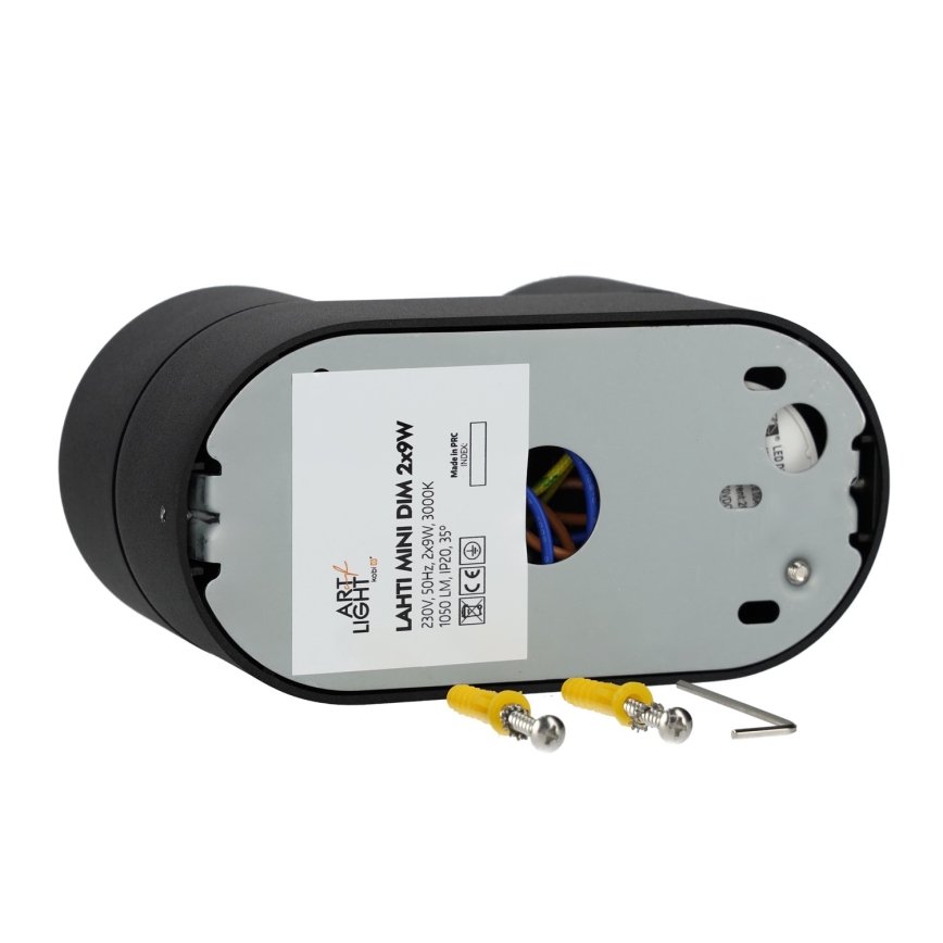 Spot à intensité variable LAHTI MINI 2xLED/9W/230V 3000K CRI 90 noir
