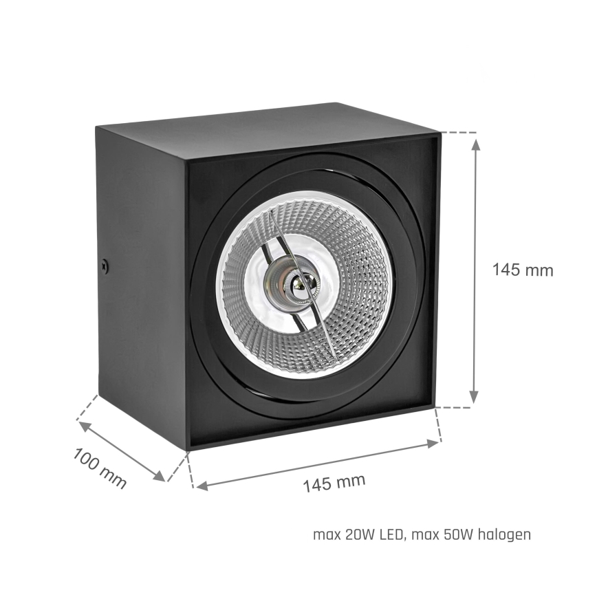 Spot CHLOE AR111 1xGU10/50W/230V carré noir