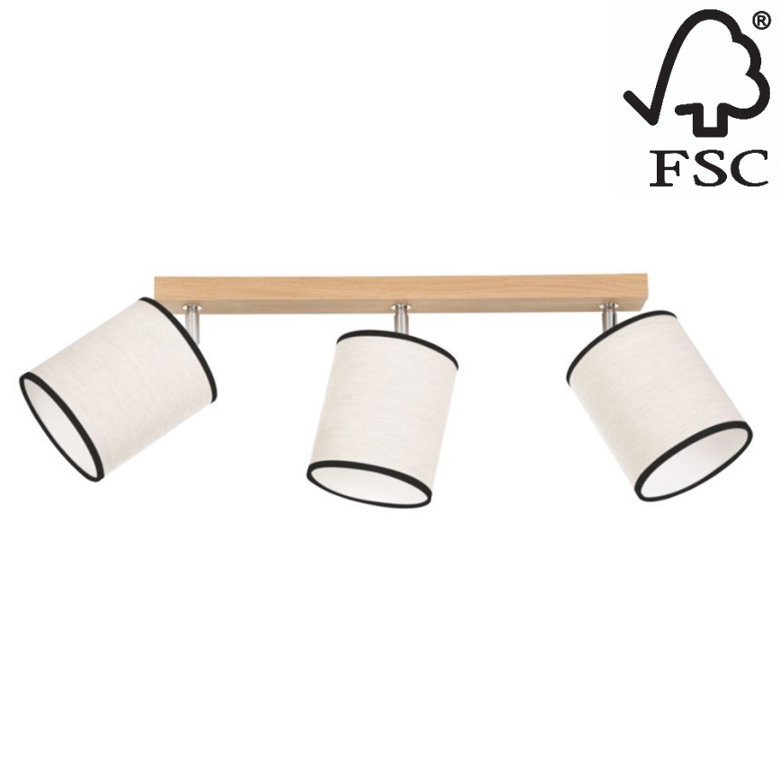 Spot de plafond BOHO 3xE27/25W/230V chêne - certifié FSC