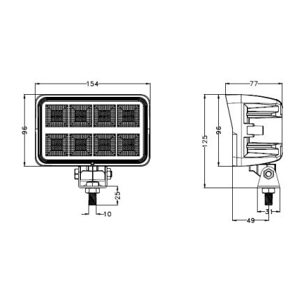 Spot de voiture BLACK LED/160W/10-30V IP69 5700K rectangulaire