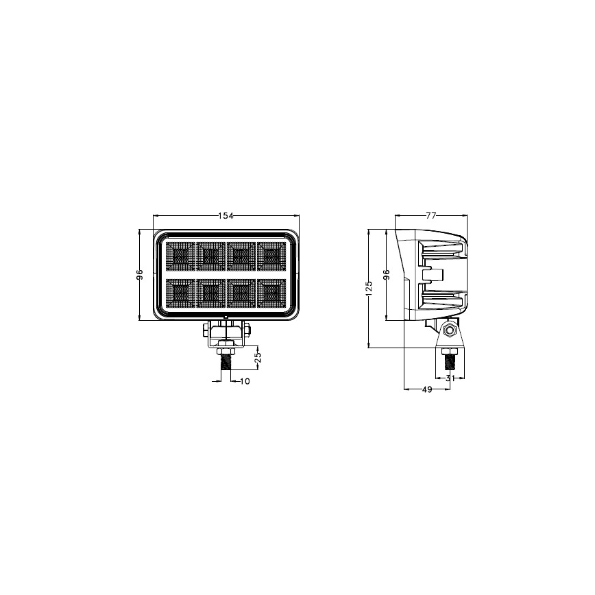 Spot de voiture BLACK LED/160W/10-30V IP69 5700K rectangulaire