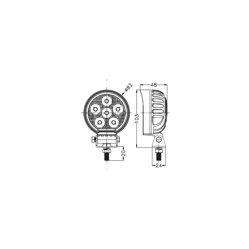 Spot de voiture BLACK LED/24W/10-30V IP69 5700K arrondi