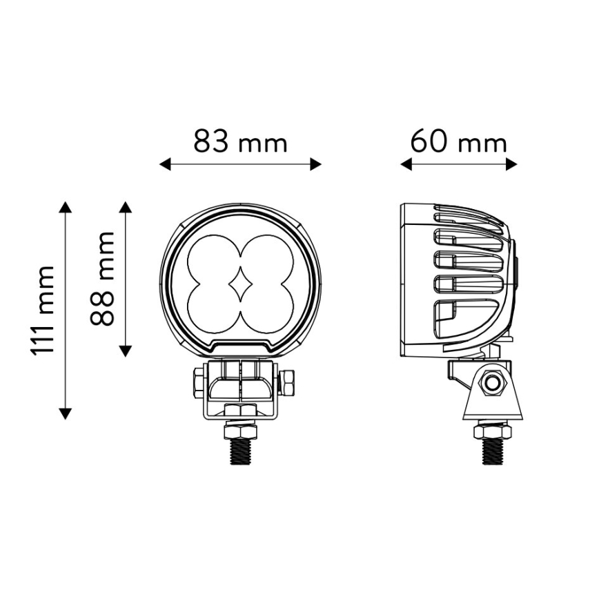Spot de voiture BLACK LED/40W/10-30V IP69 5700K arrondi