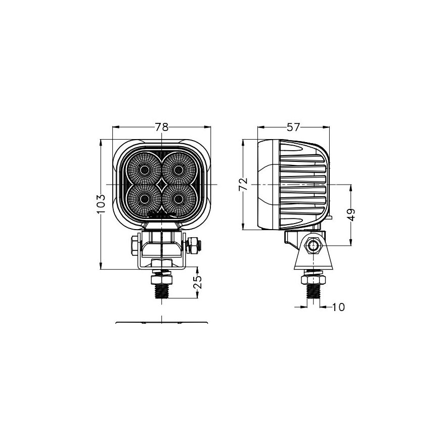Spot de voiture BLACK LED/40W/10-30V IP69 5700K carré
