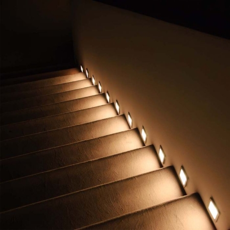 Spot encastré rectangulaire marqueur de marche LED 3W lumière chaude mur  extérieur escaliers jardin IP65 230V 3000K