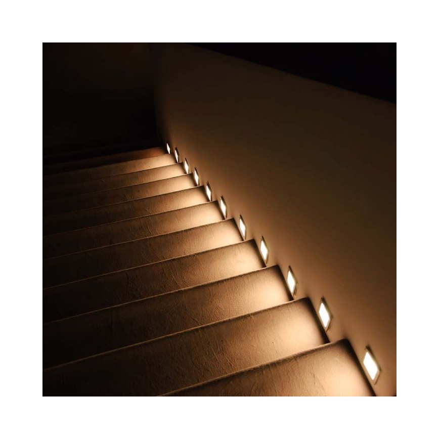 Spot encastré rectangulaire marqueur de marche LED 3W lumière chaude mur  extérieur escaliers jardin IP65 230V 3000K