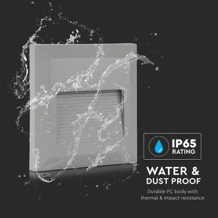 Spot d'escalier LED LED/2W/100-240V 4000K IP65 gris