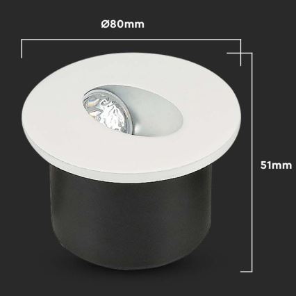 Spot d'escalier LED LED/3W/230V 4000K blanc