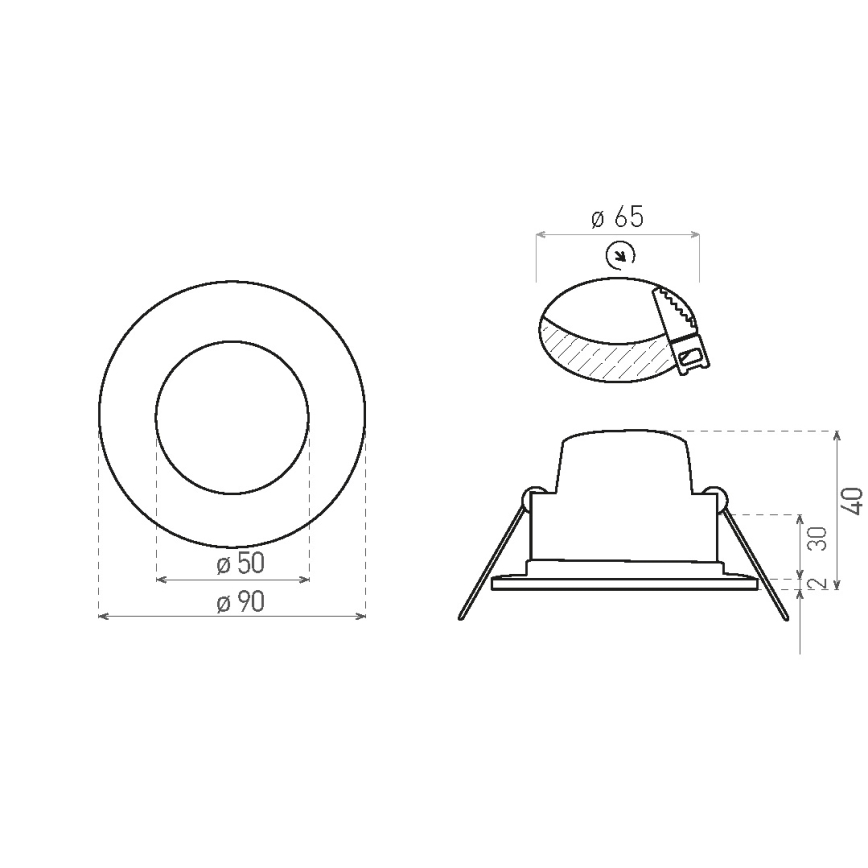Spot encastrable de salle de bain BONO LED/5W/230V 3000K IP65 noir