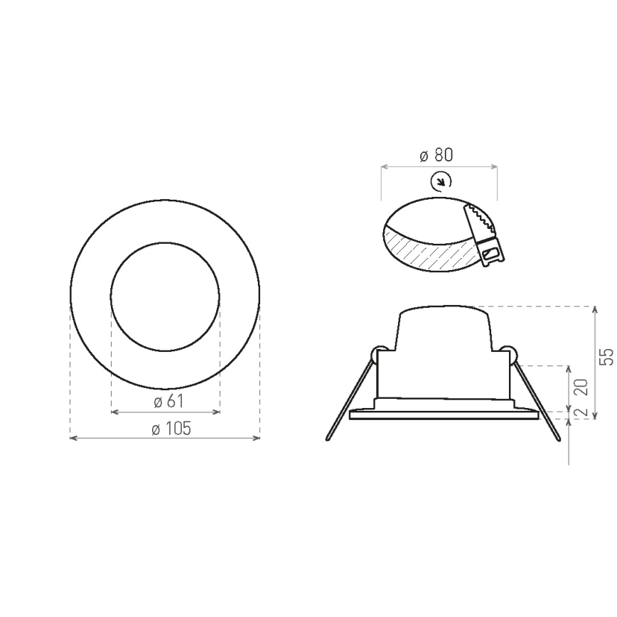 Spot encastrable de salle de bain BONO LED/8W/230V 3000K IP65 noir
