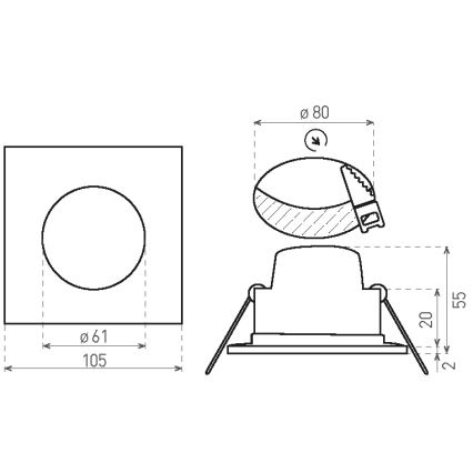 Spot encastrable de salle de bain BONO LED/8W/230V 4000K IP65 noir