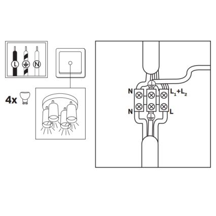 Spot encastrable de salle de bain LED RGBW dimmable TURYN 4xGU10/6,5W/230V 2700-6500K Wi-Fi IP44 noir
