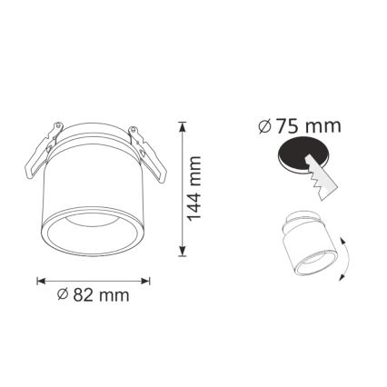 Spot encastrable HARON 1xGU10/10W/230V blanc/doré