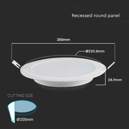 Spot encastrable LED/18W/230V d. 22 cm 3000K blanc