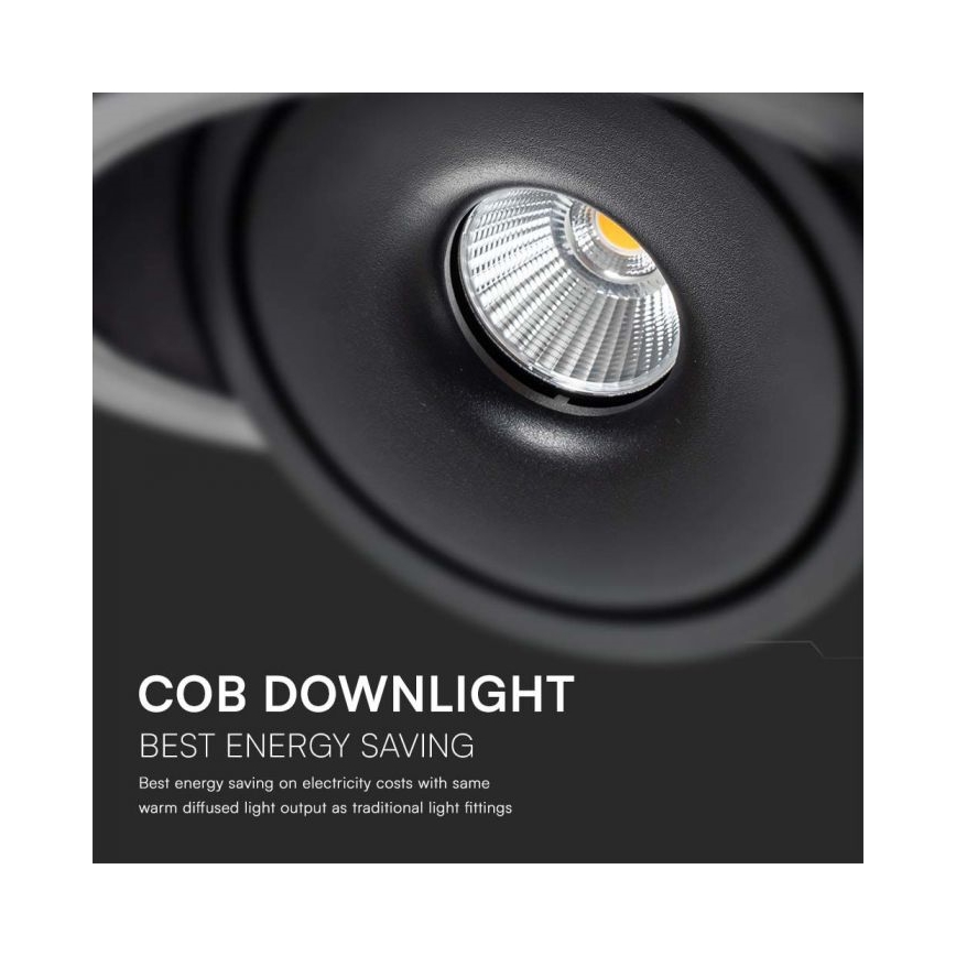Spot encastrable LED/20W/230V 3000/4000/6400K d. 16,5 cm noir