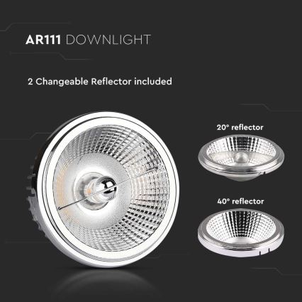 Spot encastrable LED/20W/230V 4000K 40°/20° d. 11 cm chrome brillant