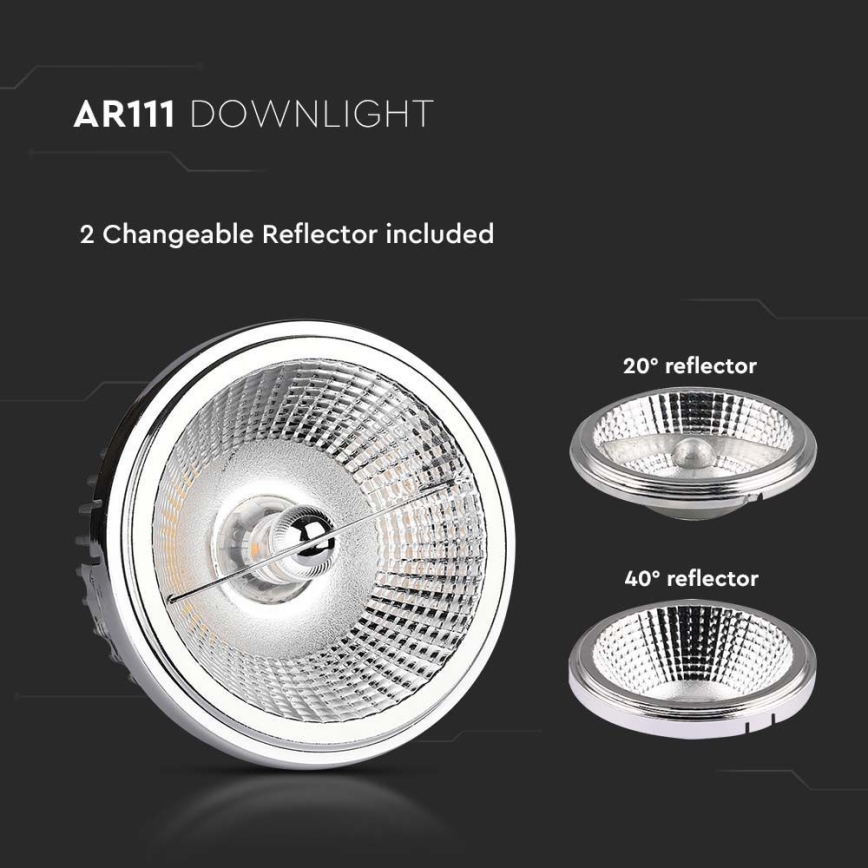 Spot encastrable LED/20W/230V 4000K 40°/20° d. 11 cm chrome brillant