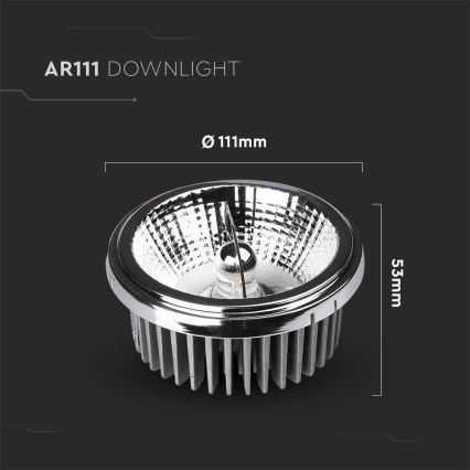 Spot encastrable LED/20W/230V 4000K 40°/20° d. 11 cm chrome brillant
