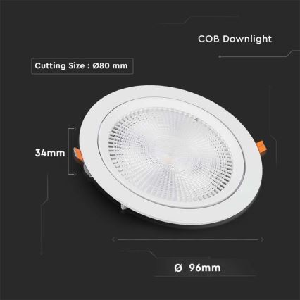 Spot encastrable LED SAMSUNG CHIP LED/10W/230V 6400K