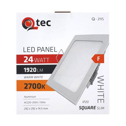 Spot encastrable QTEC LED/24W/230V 2700K 29,2x29,2 cm