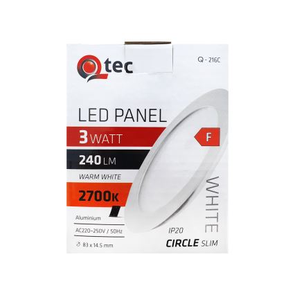 Spot encastrable QTEC LED/3W/230V 2700K d. 8,3 cm